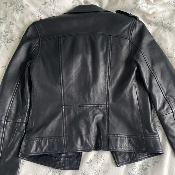 Black/Navy Blue Leather Jacket - Picture 3 of 4